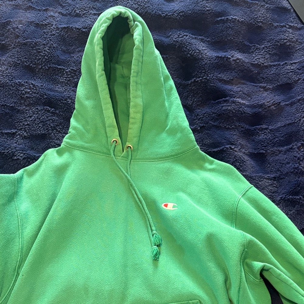 Champion Green Hooded Sweatshirt with Chest Logo